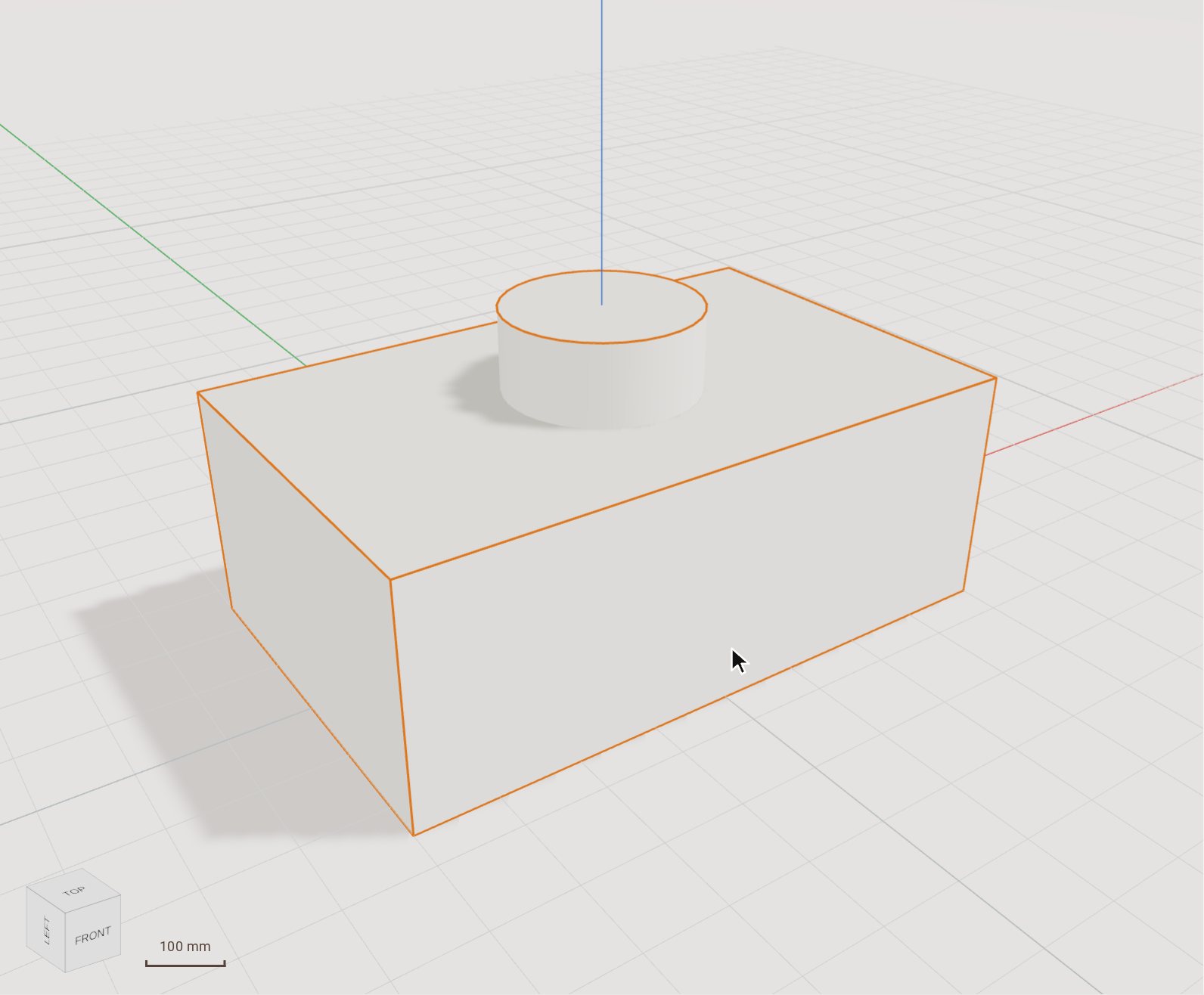 Click the solid to cut first: the block. It lights up.