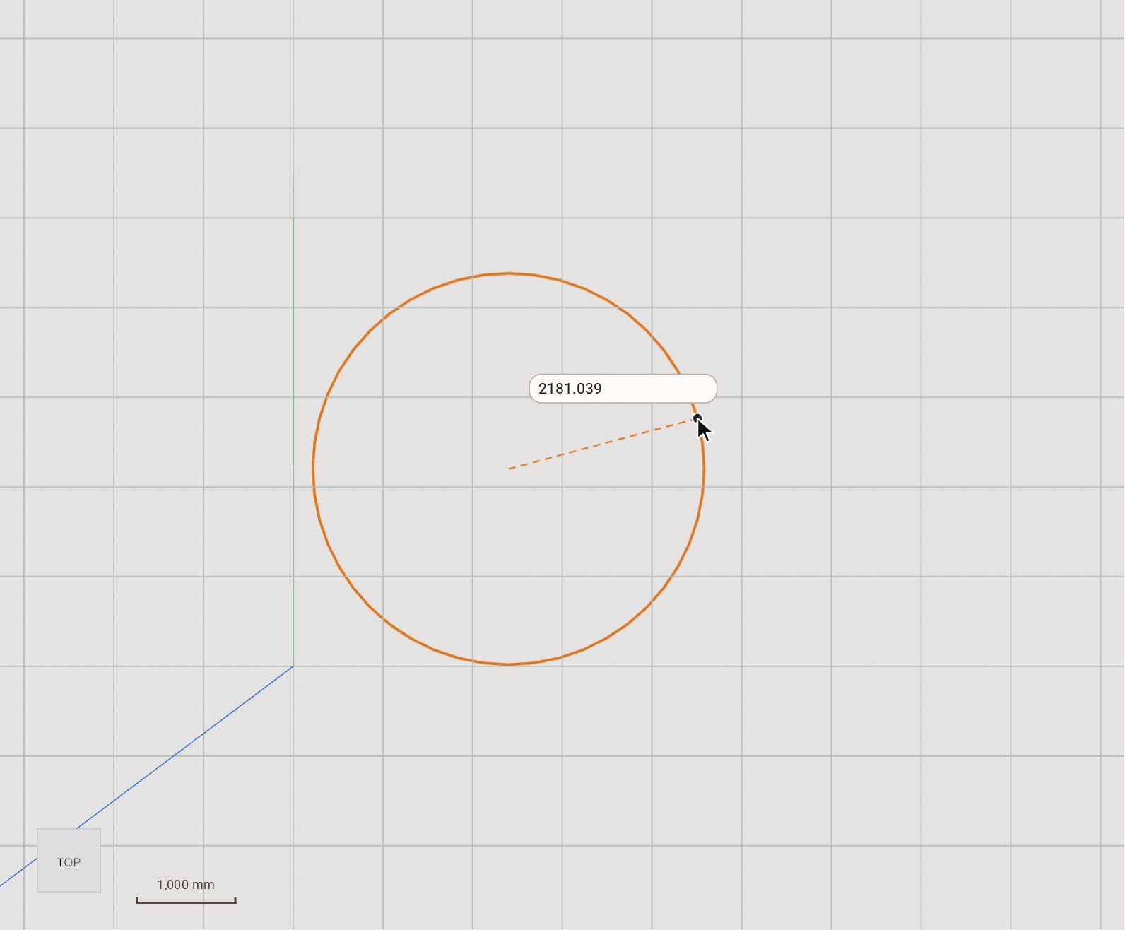 Click the centre, then move the pointer outwards. The circle grows with the pointer.