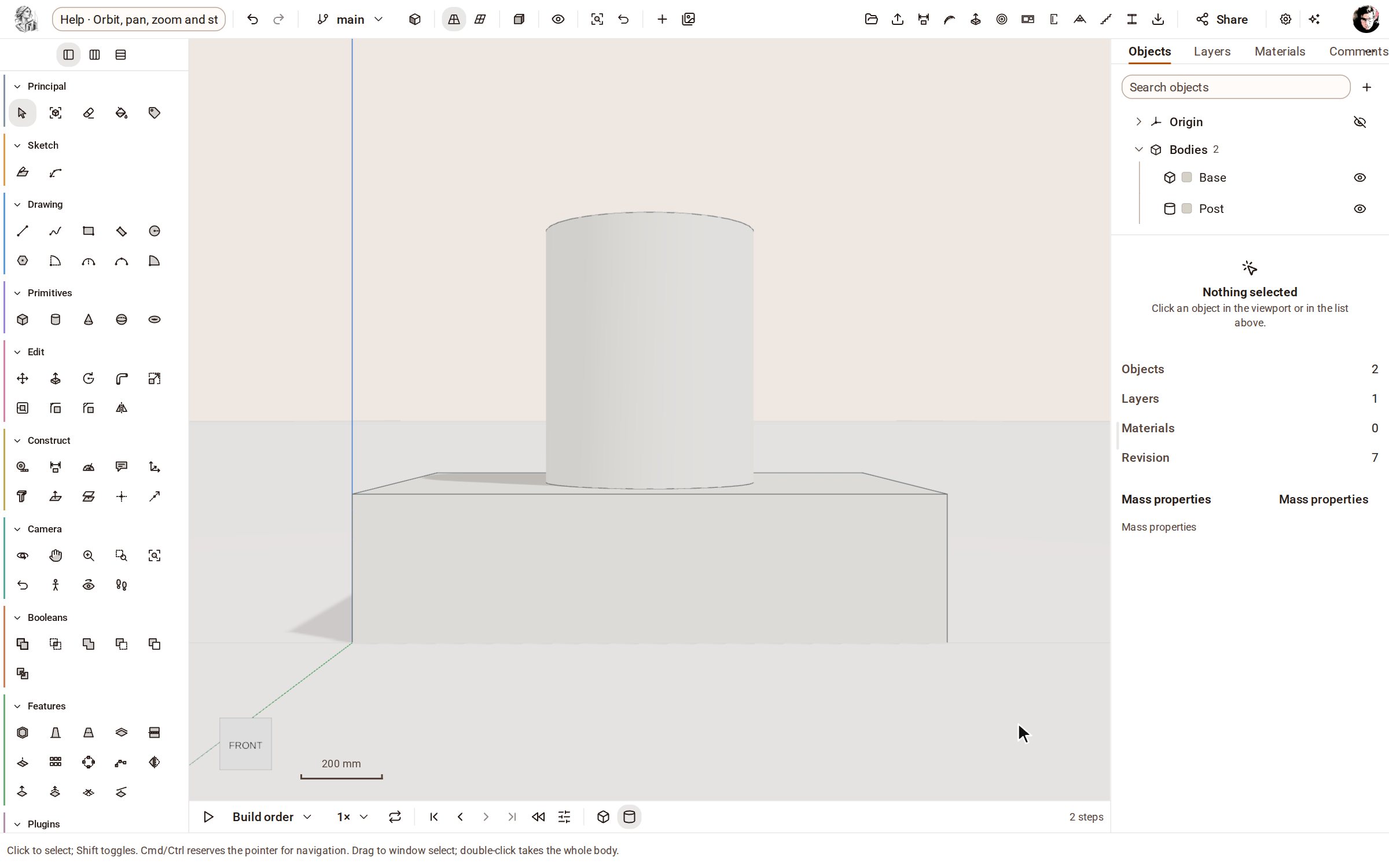 Pick Front to look straight at one side of the model.
