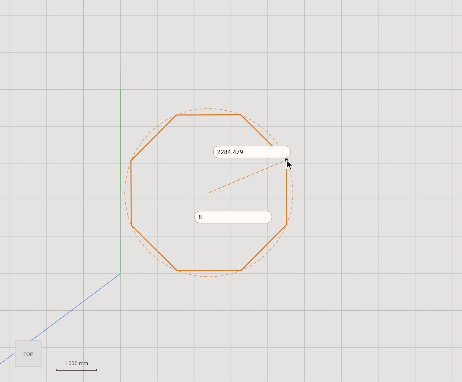 Click the centre, then move the pointer outwards to size it.