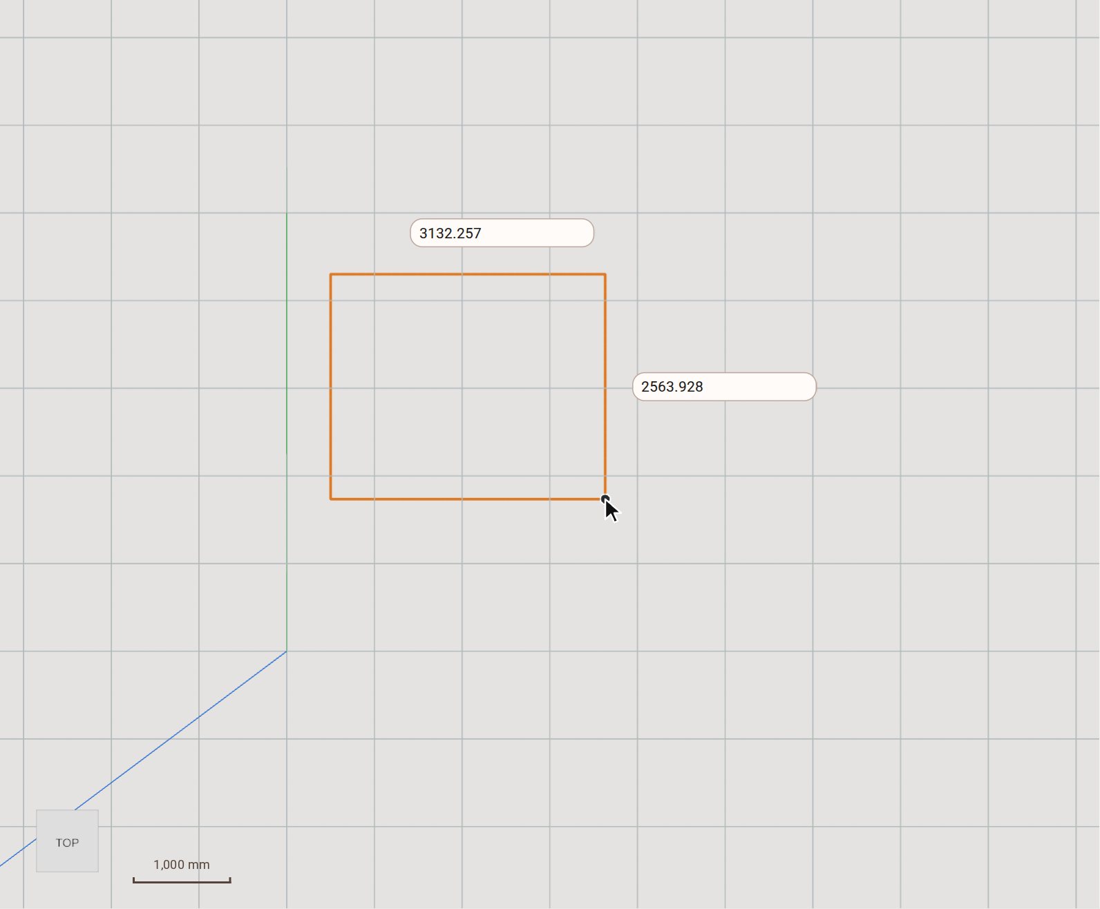 Click the first corner, then move the pointer towards the opposite corner. The rectangle follows the pointer and shows its size.