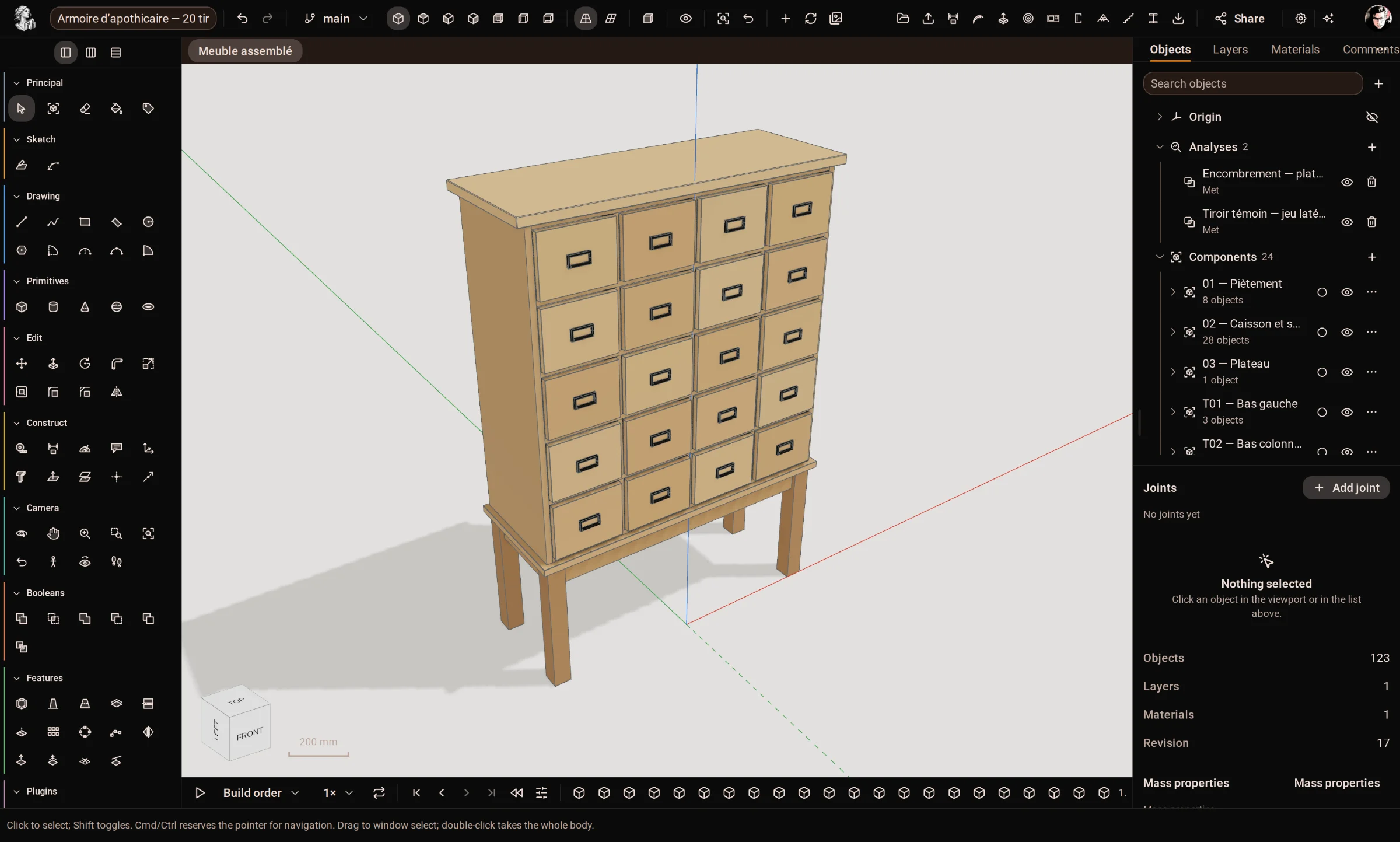 Kozorosa on a Mac: an apothecary cabinet with its components in the browser.