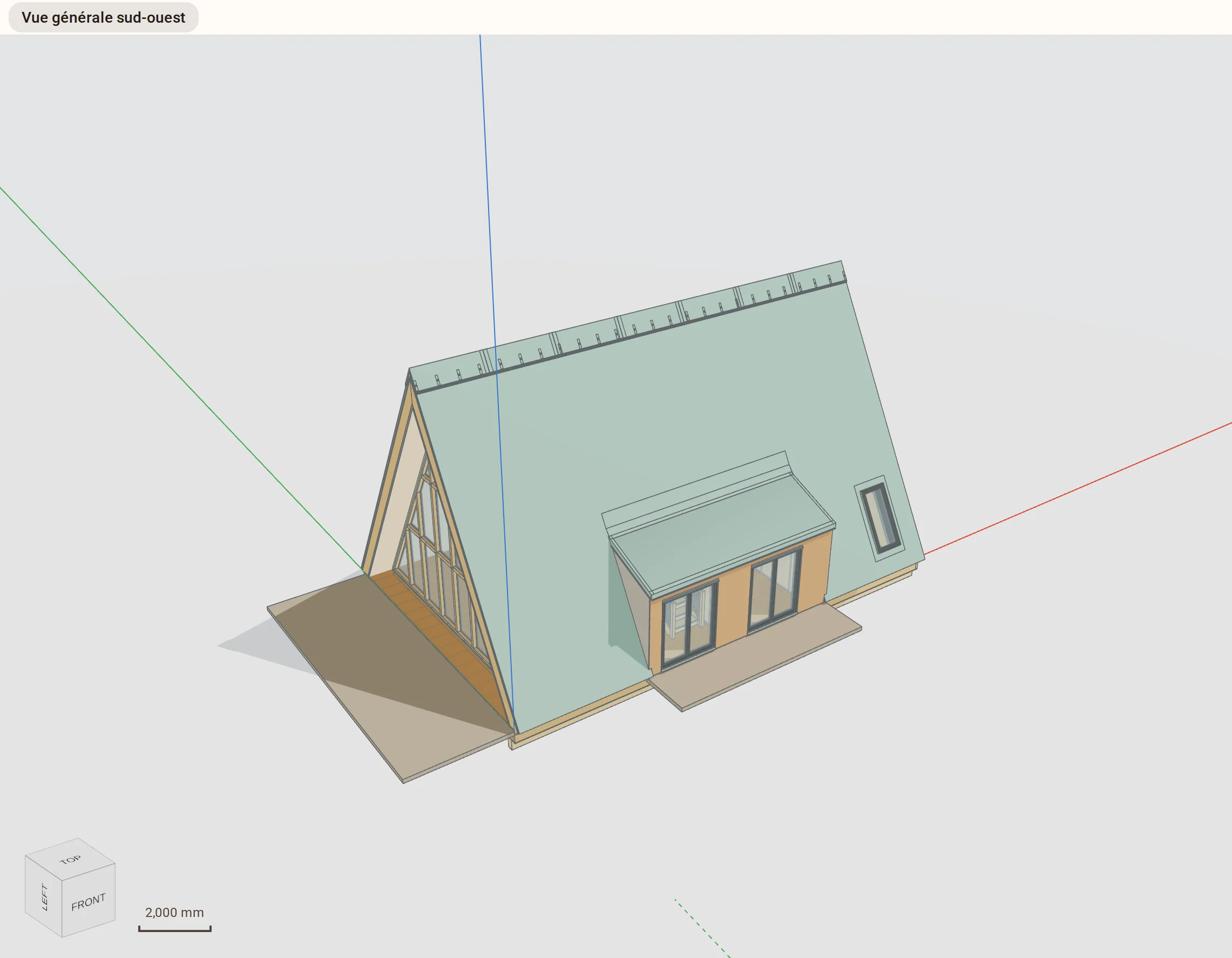 An A-frame house at the outline-design stage.