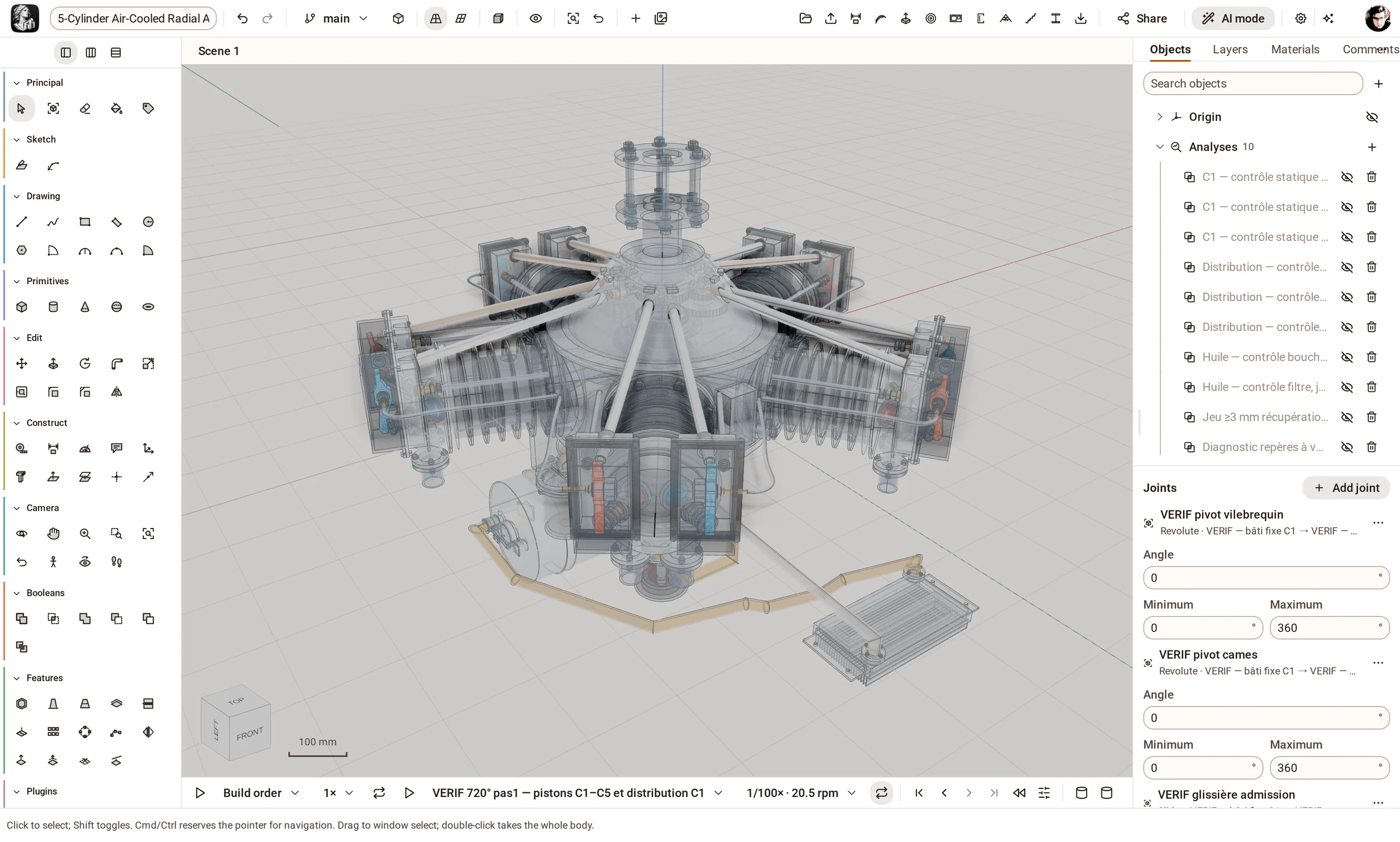 Assemblies — 71 components and 89 joints in the browser.