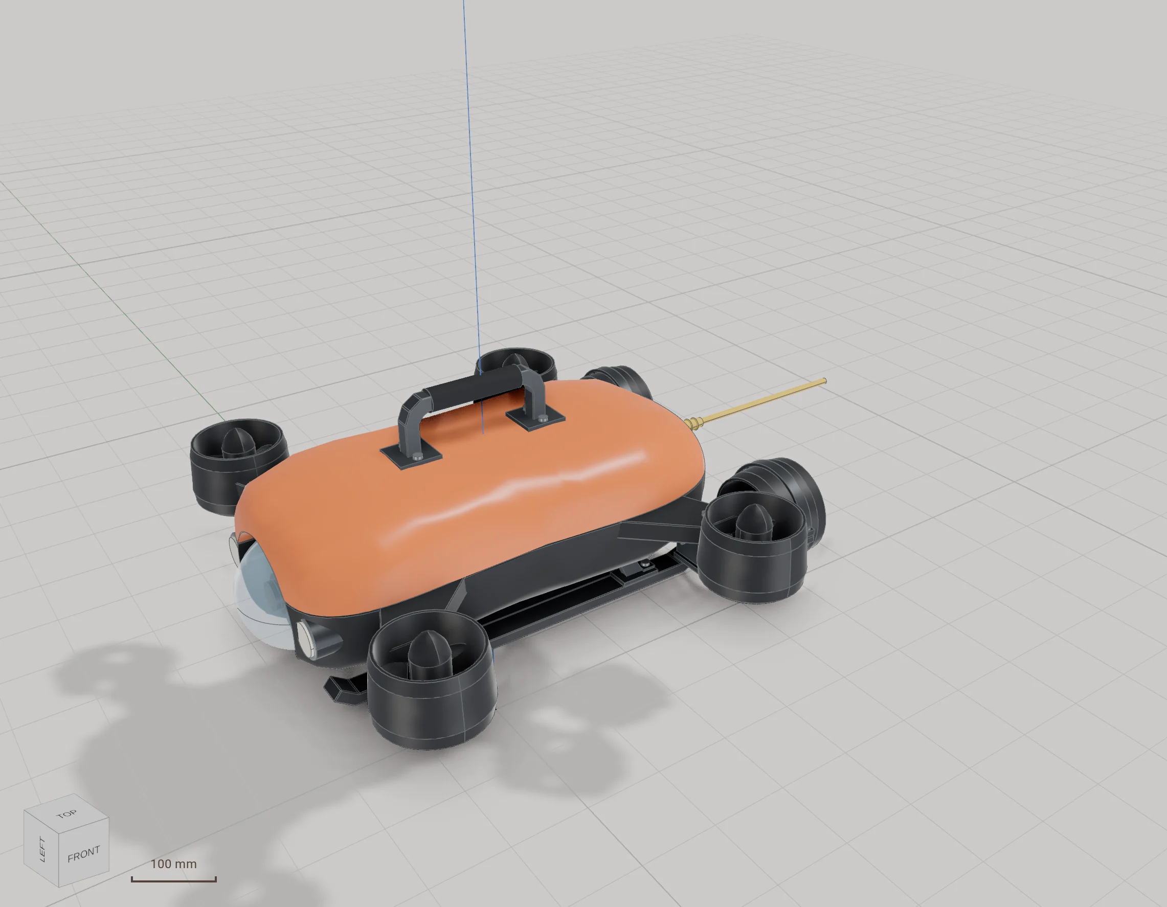 An underwater ROV modelled in Kozorosa.
