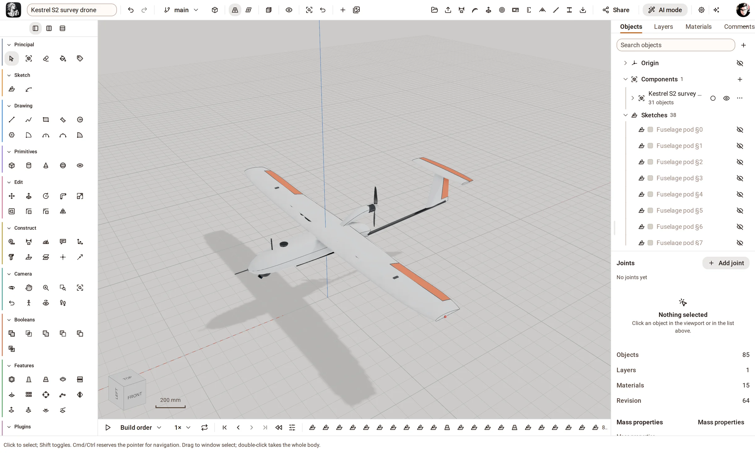 The parametric timeline — roll back, reorder, suppress and replay.