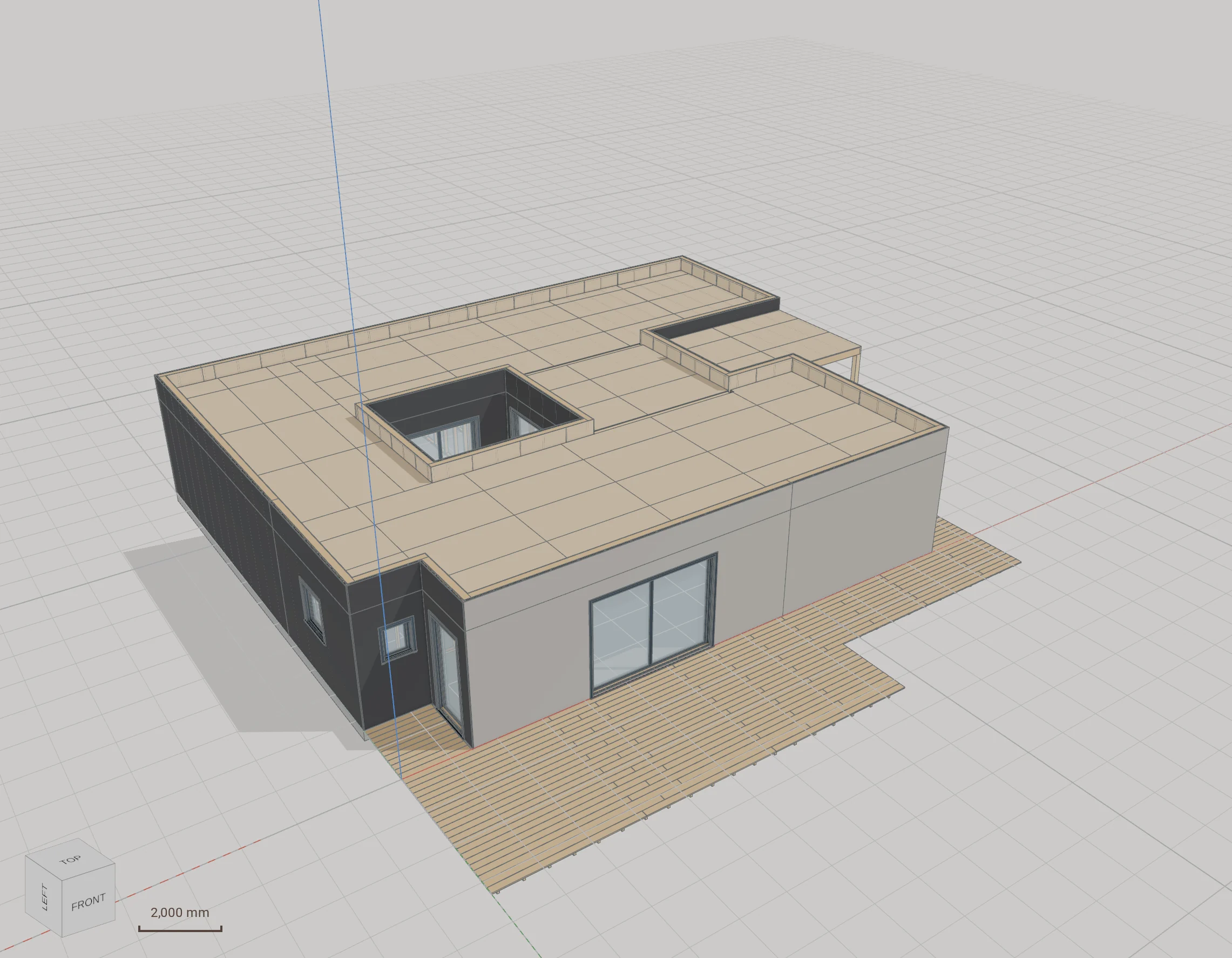 A timber house framed with the Timber module in Kozorosa.